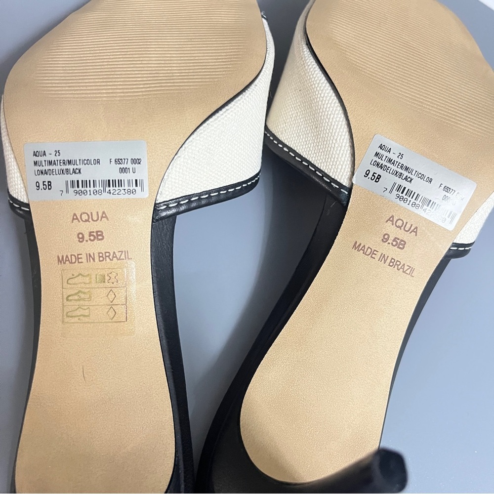 Aqua Black and Cream Sandalia Heeled Mules - Picture 10 of 11